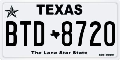 TX license plate BTD8720