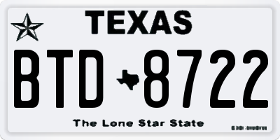 TX license plate BTD8722