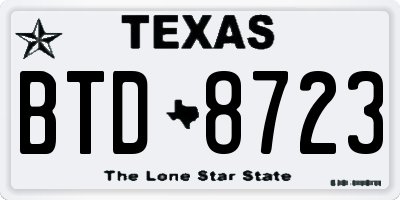 TX license plate BTD8723