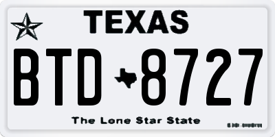 TX license plate BTD8727