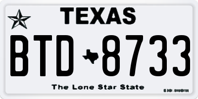 TX license plate BTD8733