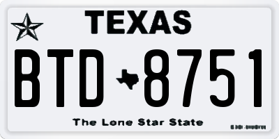 TX license plate BTD8751