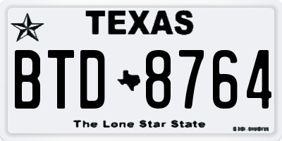 TX license plate BTD8764