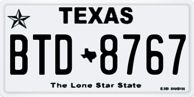 TX license plate BTD8767