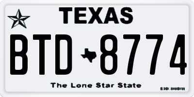 TX license plate BTD8774