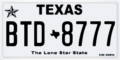 TX license plate BTD8777