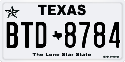 TX license plate BTD8784