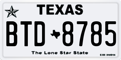 TX license plate BTD8785