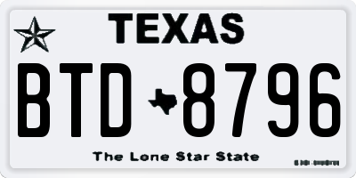 TX license plate BTD8796