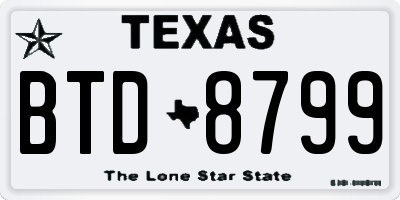 TX license plate BTD8799