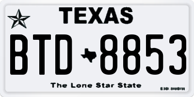 TX license plate BTD8853