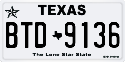 TX license plate BTD9136