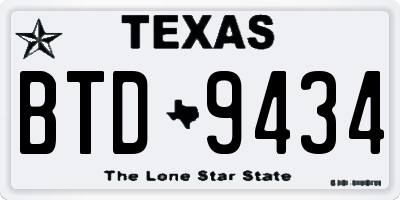 TX license plate BTD9434