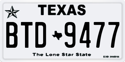 TX license plate BTD9477