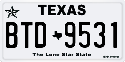 TX license plate BTD9531