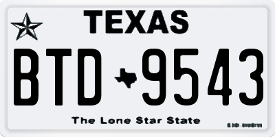 TX license plate BTD9543