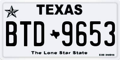 TX license plate BTD9653