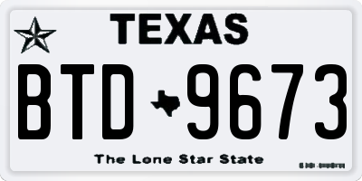 TX license plate BTD9673
