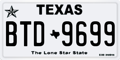 TX license plate BTD9699