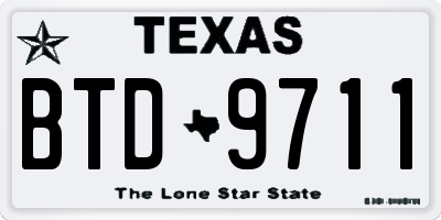 TX license plate BTD9711