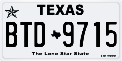 TX license plate BTD9715