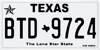 TX license plate BTD9724