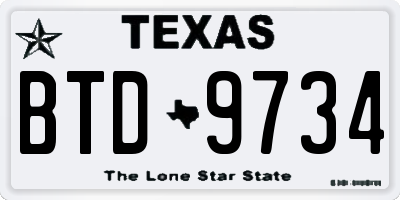 TX license plate BTD9734