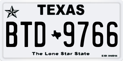 TX license plate BTD9766