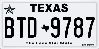 TX license plate BTD9787
