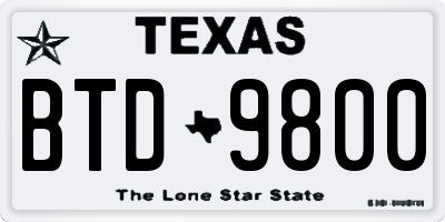TX license plate BTD9800