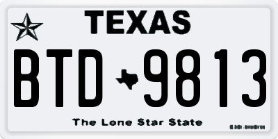 TX license plate BTD9813