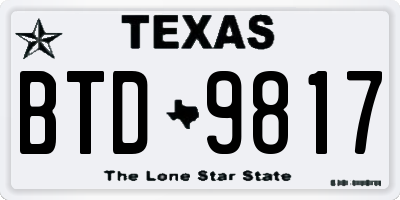 TX license plate BTD9817