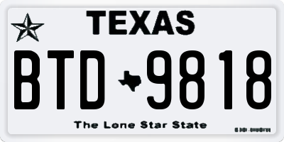 TX license plate BTD9818