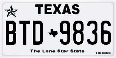 TX license plate BTD9836