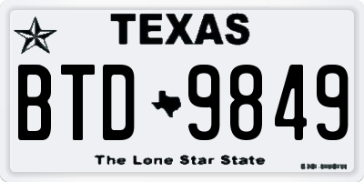 TX license plate BTD9849
