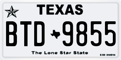 TX license plate BTD9855
