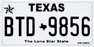 TX license plate BTD9856