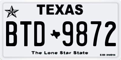 TX license plate BTD9872