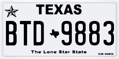 TX license plate BTD9883