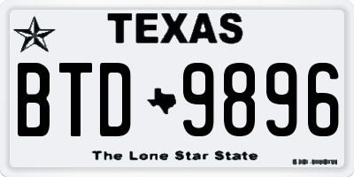 TX license plate BTD9896