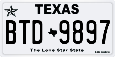TX license plate BTD9897