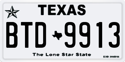 TX license plate BTD9913
