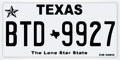 TX license plate BTD9927