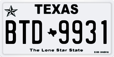 TX license plate BTD9931