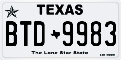 TX license plate BTD9983