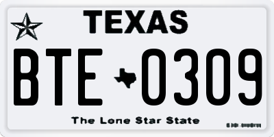 TX license plate BTE0309