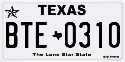 TX license plate BTE0310
