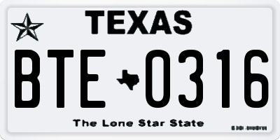 TX license plate BTE0316