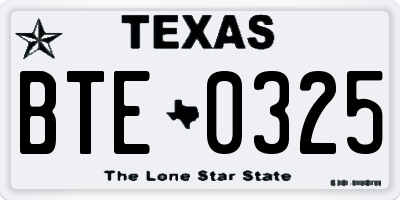 TX license plate BTE0325