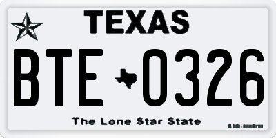 TX license plate BTE0326